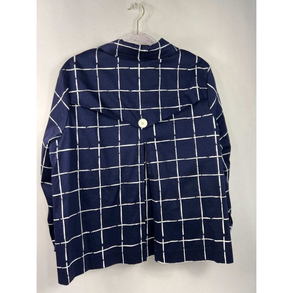 Linea by Louis Dell'Olio Jacket Navy and White Checkered Lined Womens Sz XL - Picture 4 of 9